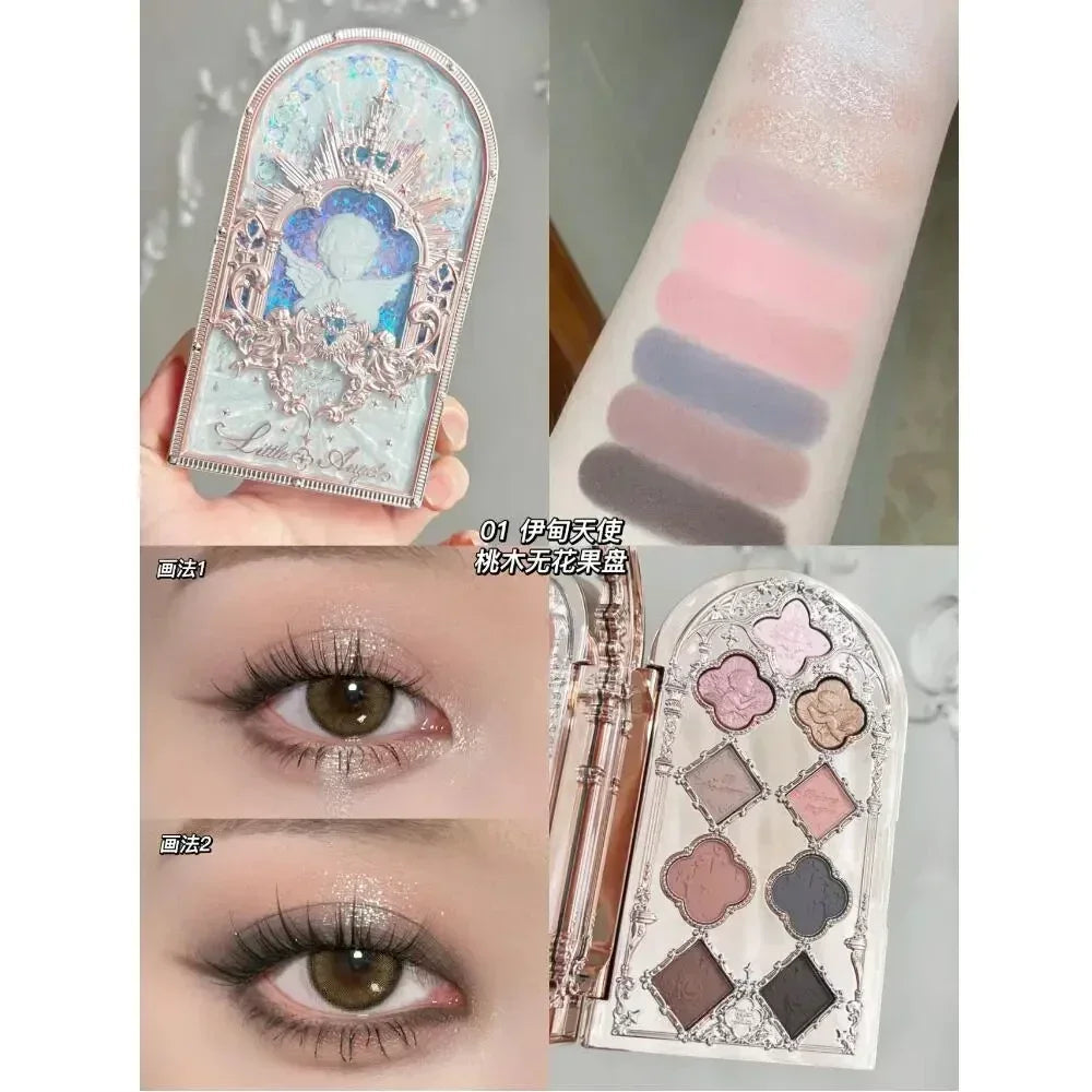 Flower Knows Moonlight Mermaid Eyeshadow Palette 8-Color Matte Shimmer Glitter Eye Makeup Cosmetics Women Beauty Eye Shadow Good Vibrations