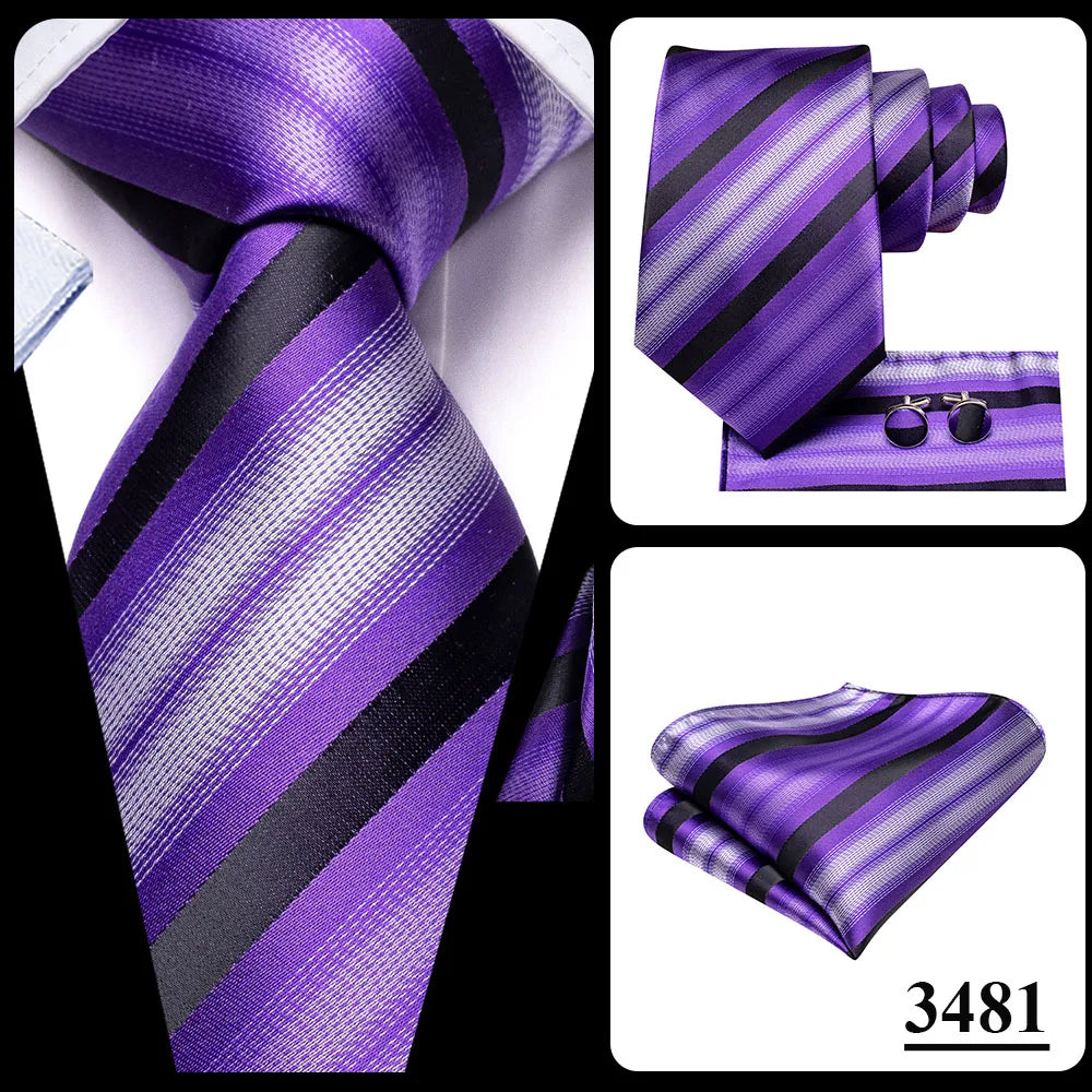 Black Red Striped Silk Wedding Tie For Men Handky Cufflink Gift Men Necktie Fashion Business Party Dropshiping Hi-Tie Designer Good Vibrations