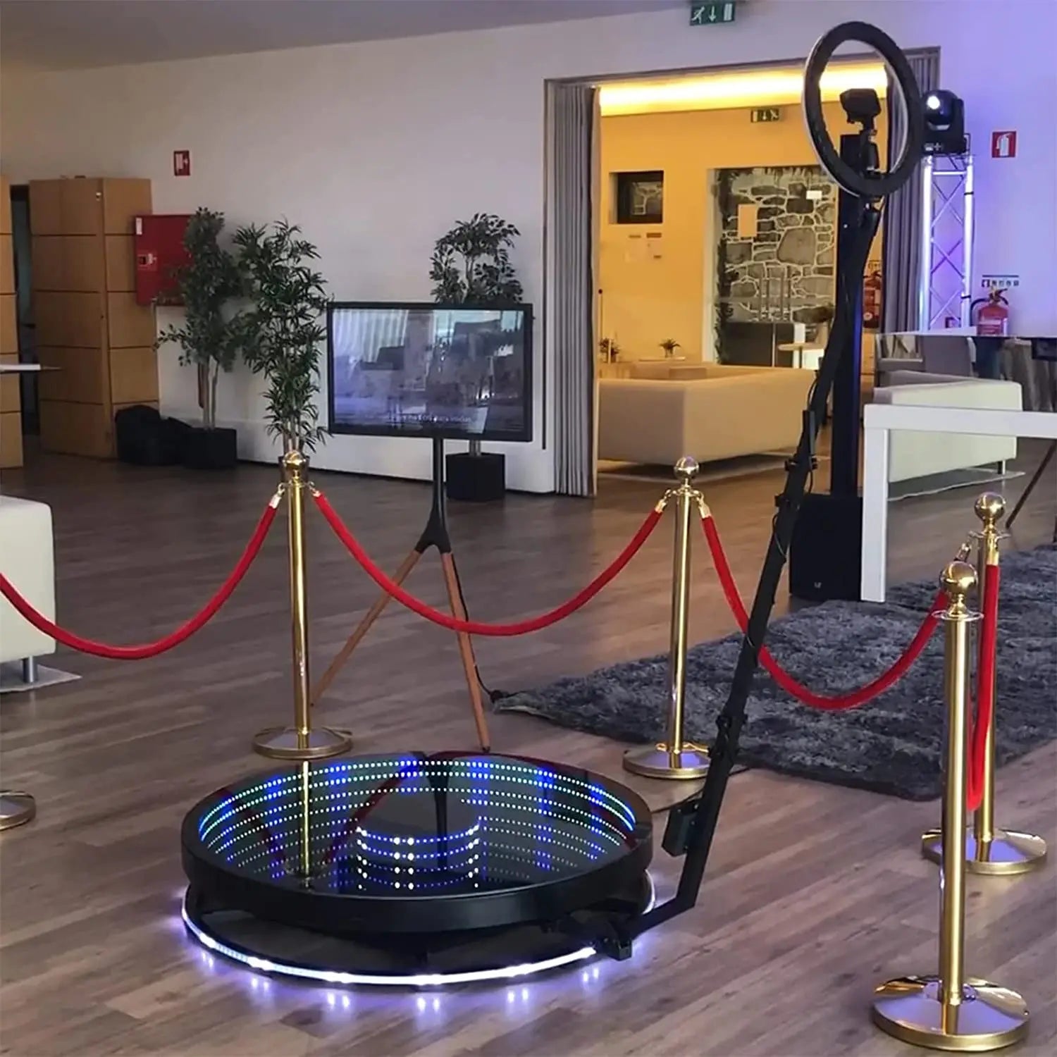 360 Photo Booth Machine Portable Free Custom Logo Automatic Glass 360 Video Booth with Flight Case for Party Events Wedding Good Vibrations