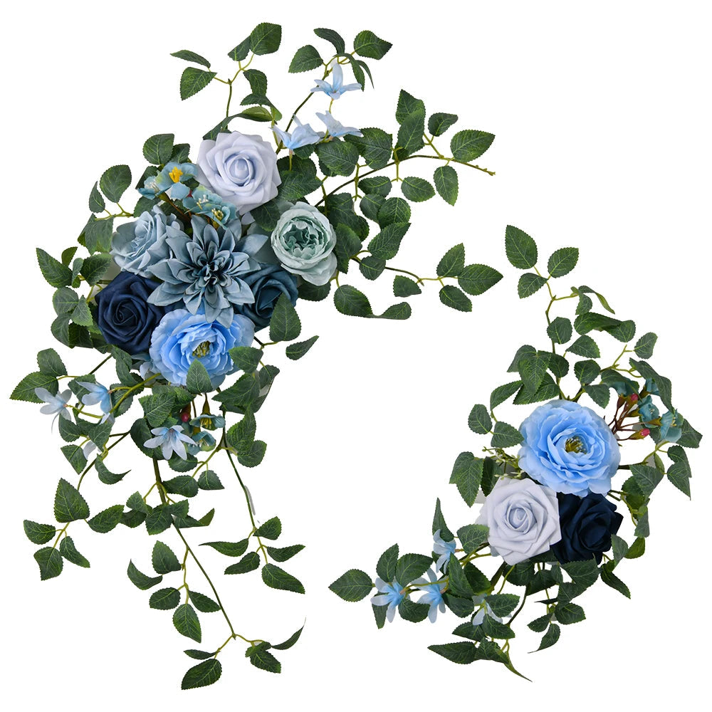 2pcs Artificial Wedding Arch Flowers for Sign, Floral Swag Dusty Decor for Reception Ceremony Backdrop Sweetheart Table Good Vibrations