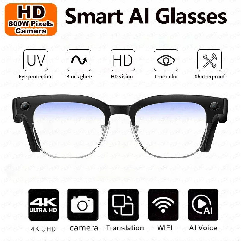 2025 New Upgrade Smart Glasses With Camera Video Recording AI Photo Recognition Bluetooth Call Translation Voice Sunglasses Man Good Vibrations