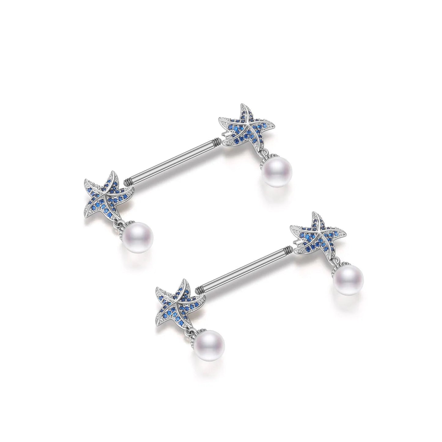 2pcs Steel Bear Dangled Zircon Nipple Piercing Sexy Breast Cover for Women Fashion Starfish Heart Shield Bar Barbell Nipple Ring Good Vibrations Adult Super Store