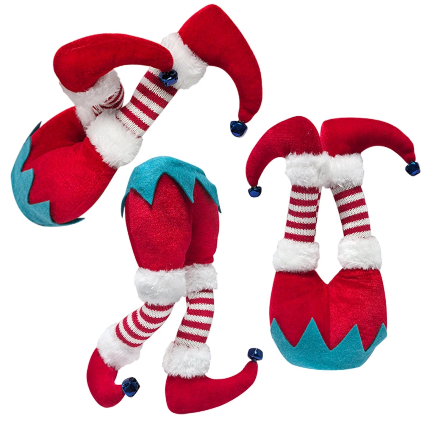 Elf Legs Santa Claus Legs Christmas Tree Picks Striped Plush Stuffed Hanging Ornaments Leg Picks Christmas Tree Party Decoration Good Vibrations