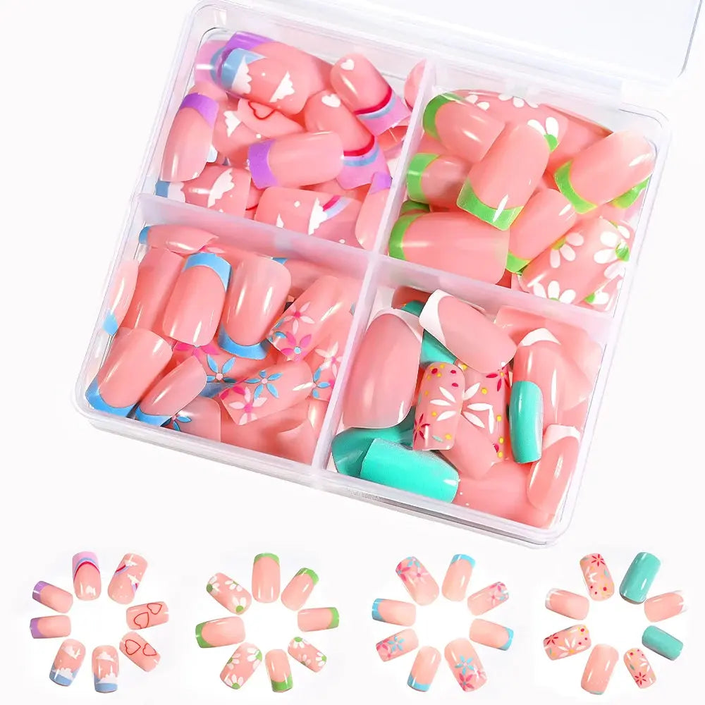 96Pcs Halloween Press on Nails Almond & Coffin Blood Red Nails with Skeleton Fake Nails Design Full Cover Artificial False Nails Good Vibrations