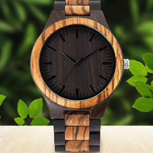 Wooden Watches for Men, Great Japanese Quartz Analog, Stylish Exotic Watch with Adjustable Stainless Steel Clasp, Buckle, Made f Good Vibrations