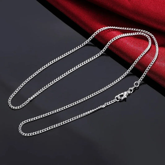 Hot 925 Sterling Silver 2MM String Chain Necklace For Women Men 16-30 Inches High Quality Popular Party Brands Jewelrys Gifts Good Vibrations