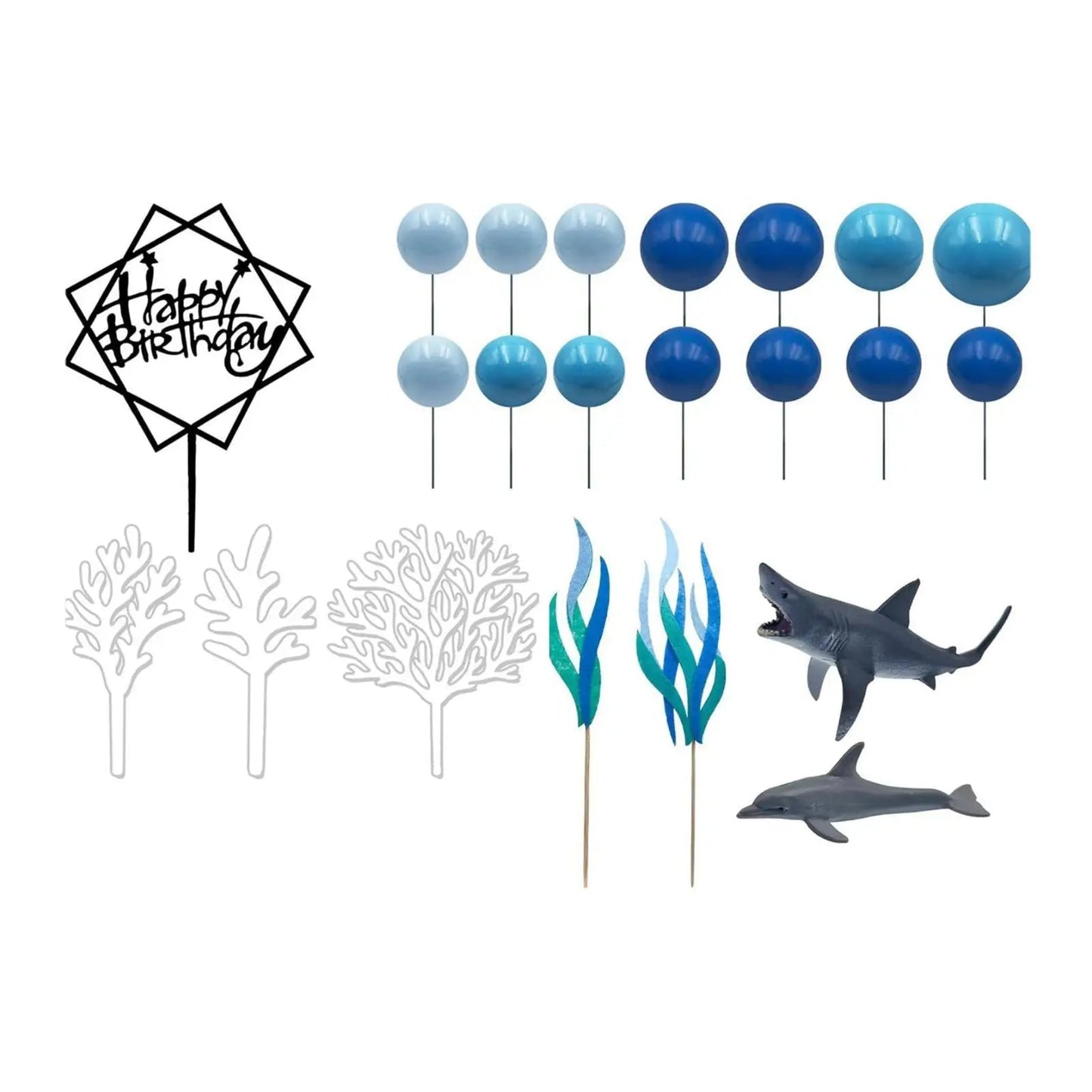 22 Pieces Shark Cake Toppers for Baby Shower Anniversary Valentines Day Good Vibrations