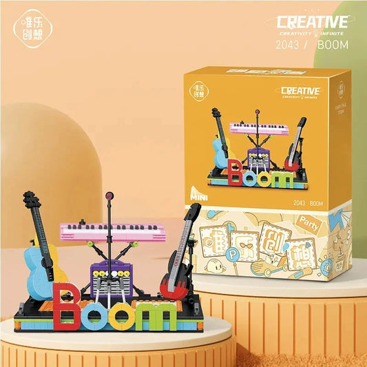 TOYLINX Musical Instrument Building Block Toy Set Electronic Drum Electronic Organ Construction Toy Gift for Children Good Vibrations