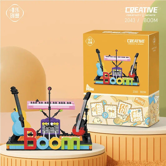 TOYLINX Musical Instrument Building Block Toy Set Electronic Drum Electronic Organ Construction Toy Gift for Children Good Vibrations