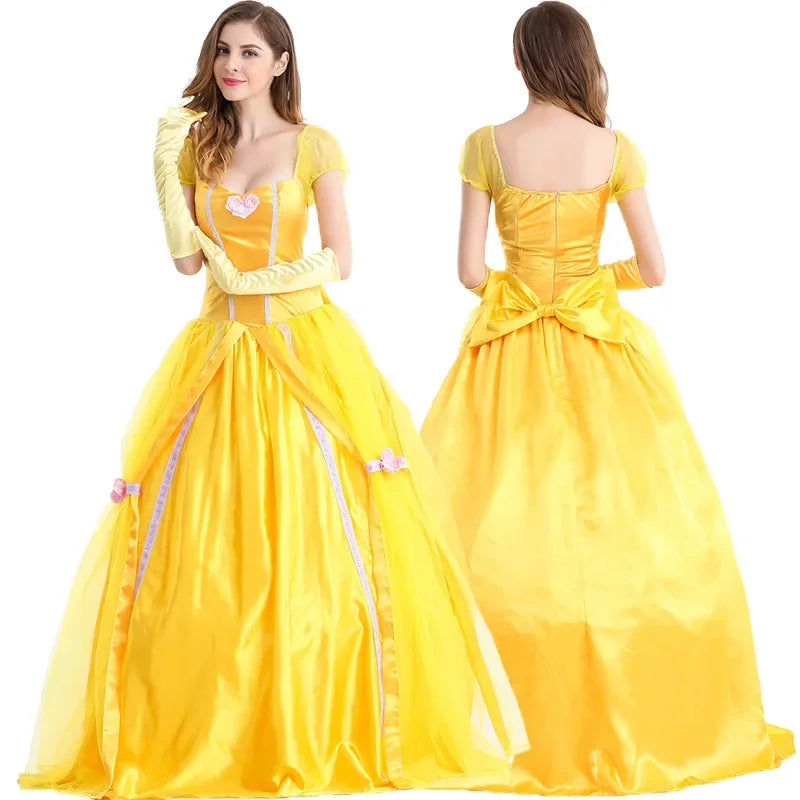 Halloween Costume Adult Princess Beauty Costume for Women Girl Princess Belle Dress up Ball Gown Christmas Dresses for Women Good Vibrations