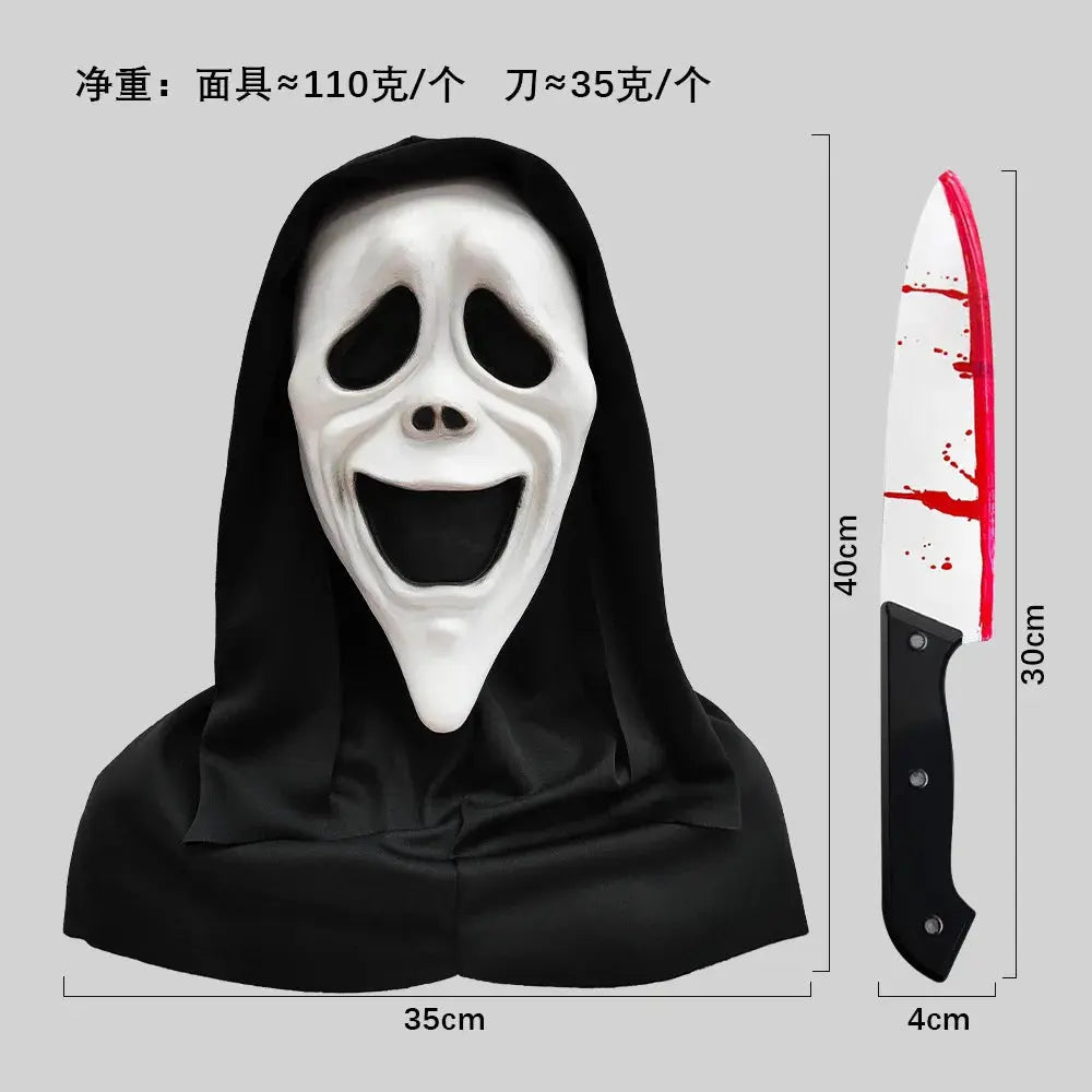 Screaming, Terrifying, Bloody Headset, Makeup Ball, Skull, Ghost Face Mask, Halloween Party, Mock Prop Good Vibrations