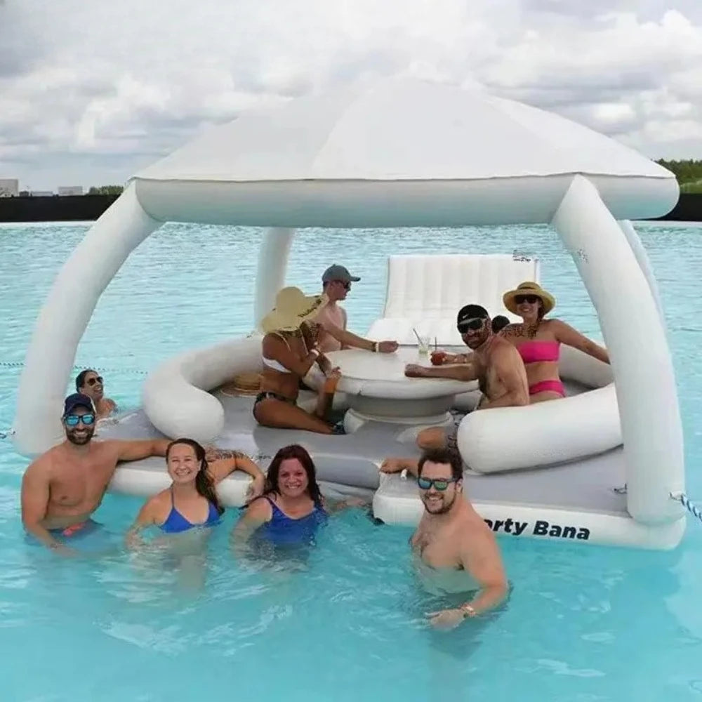 Yacht Inflatable Water Floating Platform Awning Inflatable Sofa Bar Tent Sea Good Vibrations