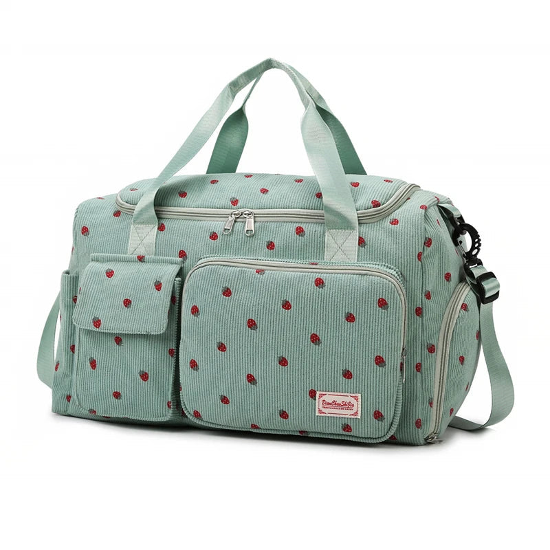 Corduroy Travel Tote Bag Large Capacity Carry On Travel Bag With Shoe Compartment Sports Fitness Bags For Women Duffle Bags Good Vibrations