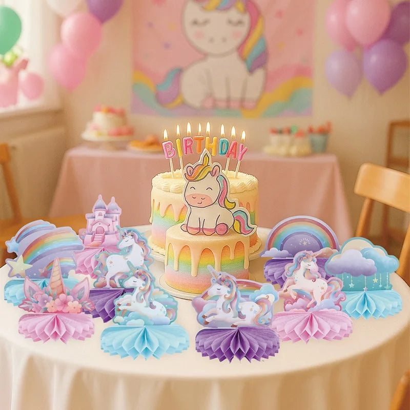 Rainbow Unicorn Honeycomb Ornament Set Rainbow Unicorn Birthday Party Decoration Kids Baby Shower Birthday Party Supplies Good Vibrations