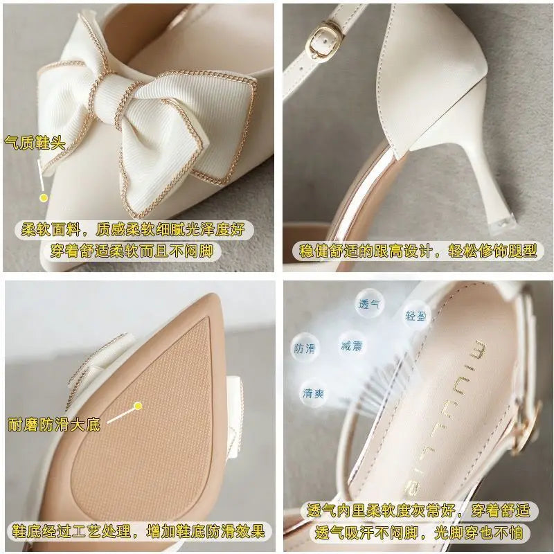 Medium Heel Heels Women's Shoes Trend Pointed Toe Butterfly Stilettos Elegant Dress Weddings Bridal Party White Designer Good Vibrations