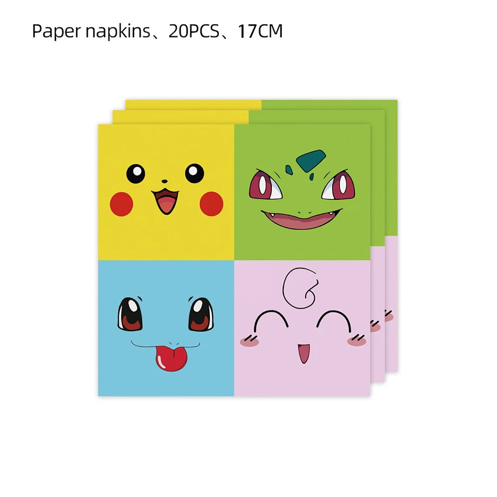 Pokemon Birthday Party Disposable Party Plates Pikachu Theme Tablecloth Character Balloon Birthday Decoration Baby Shower Suppli Good Vibrations