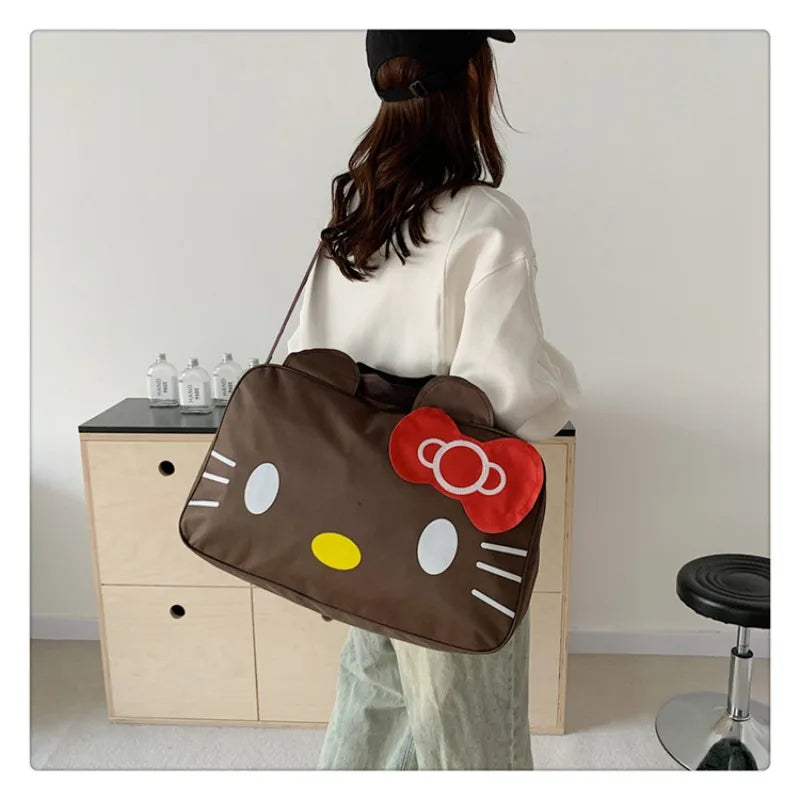 New Sanrio Cartoon Hello Kitty Duffle Bag Large Capacity Cartoon Student Handbag Short Trip Bag Girl's Handbody Bag Good Vibrations
