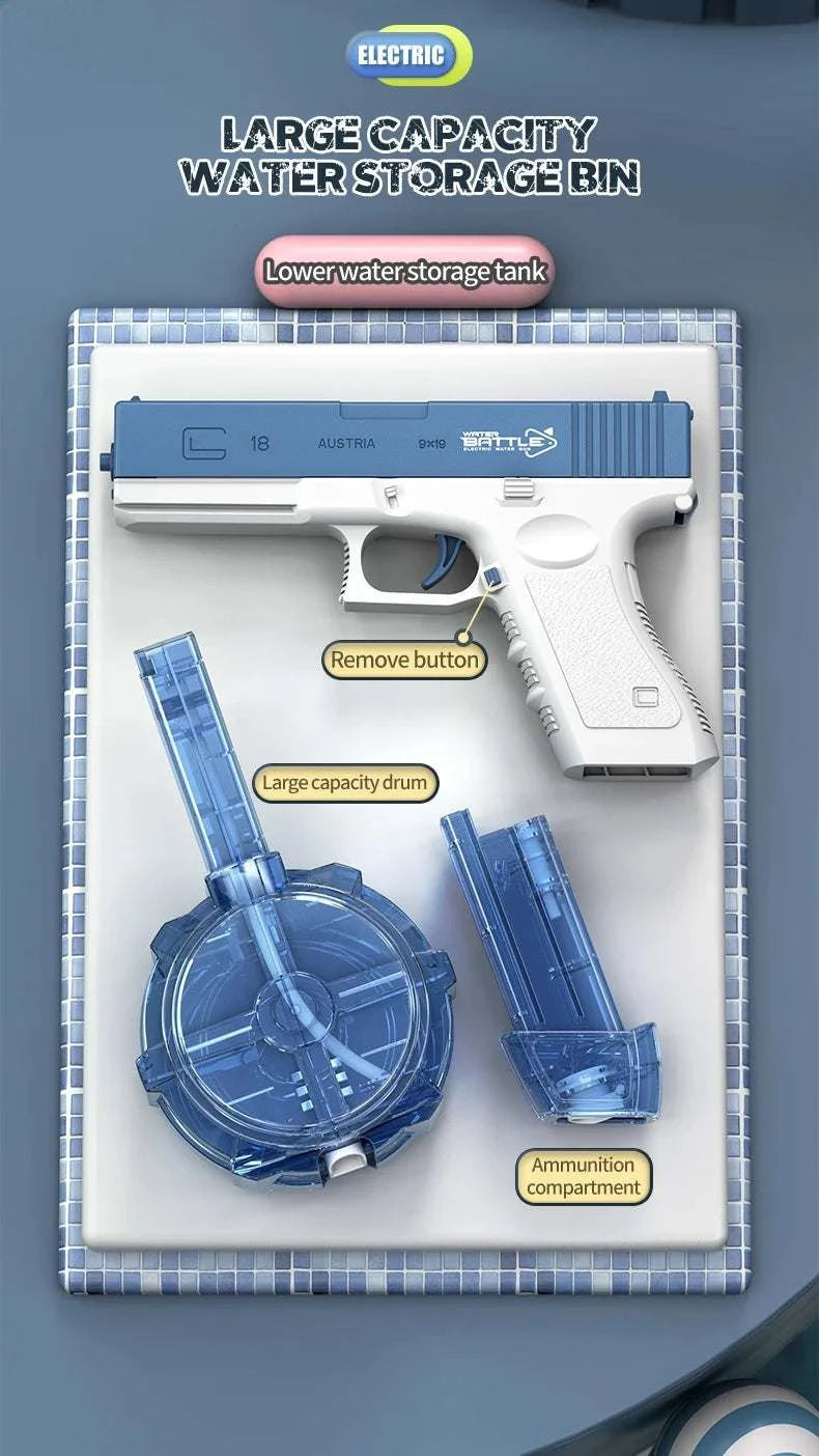 Electric Water Gun Rechargeable Automatic & Manual Spray Gun Capacity Range Up to 32 FT Range for Adults & Kids Good Vibrations
