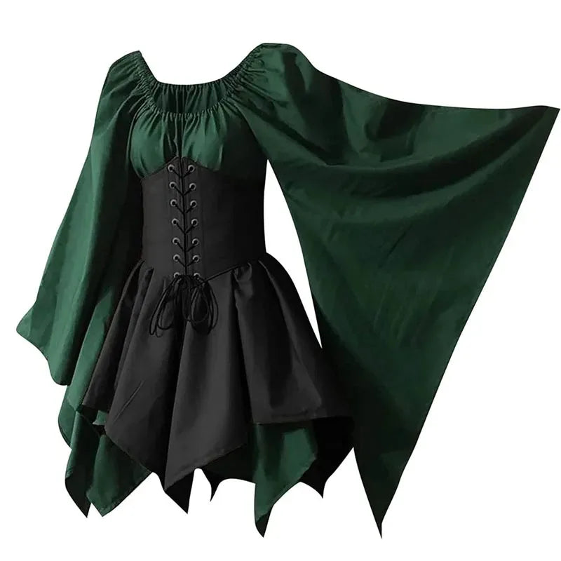 Medieval Costume Women Renaissance Medieval Dress Fairy Elf Traditional Irish Viking Costume Elf Ear for Halloween Party Good Vibrations