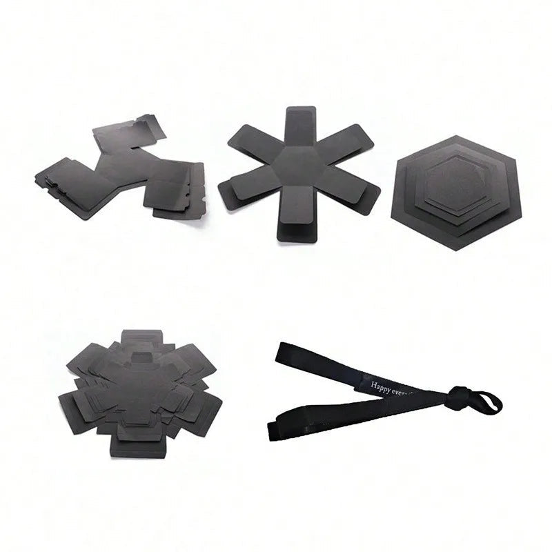 1 Set Hexagonal Gift Box Handmade DIY Photo Album Explosion Box Black Rose Wrapping Box Birthday Party Valentine's Day Gift Box Good Vibrations