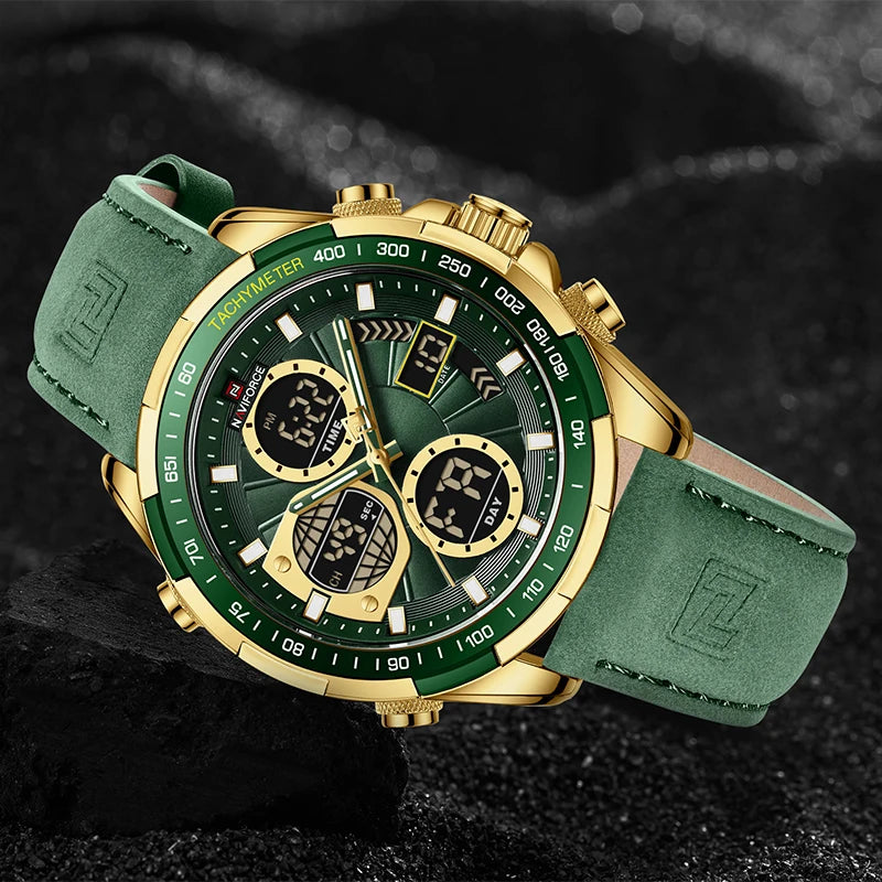 New NAVIFORCE Watches for Men Leather Mens Military Sport Waterproof Watch Quartz WristWatch Chronograph Male Clock Good Vibrations