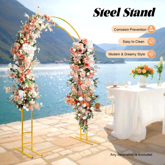 7.2ft Metal Wedding Arch with Base, Balloon Arch Backdrop Arch Stand for Wedding, Garden, Yard, Indoor Outdoor Party Decoration Good Vibrations