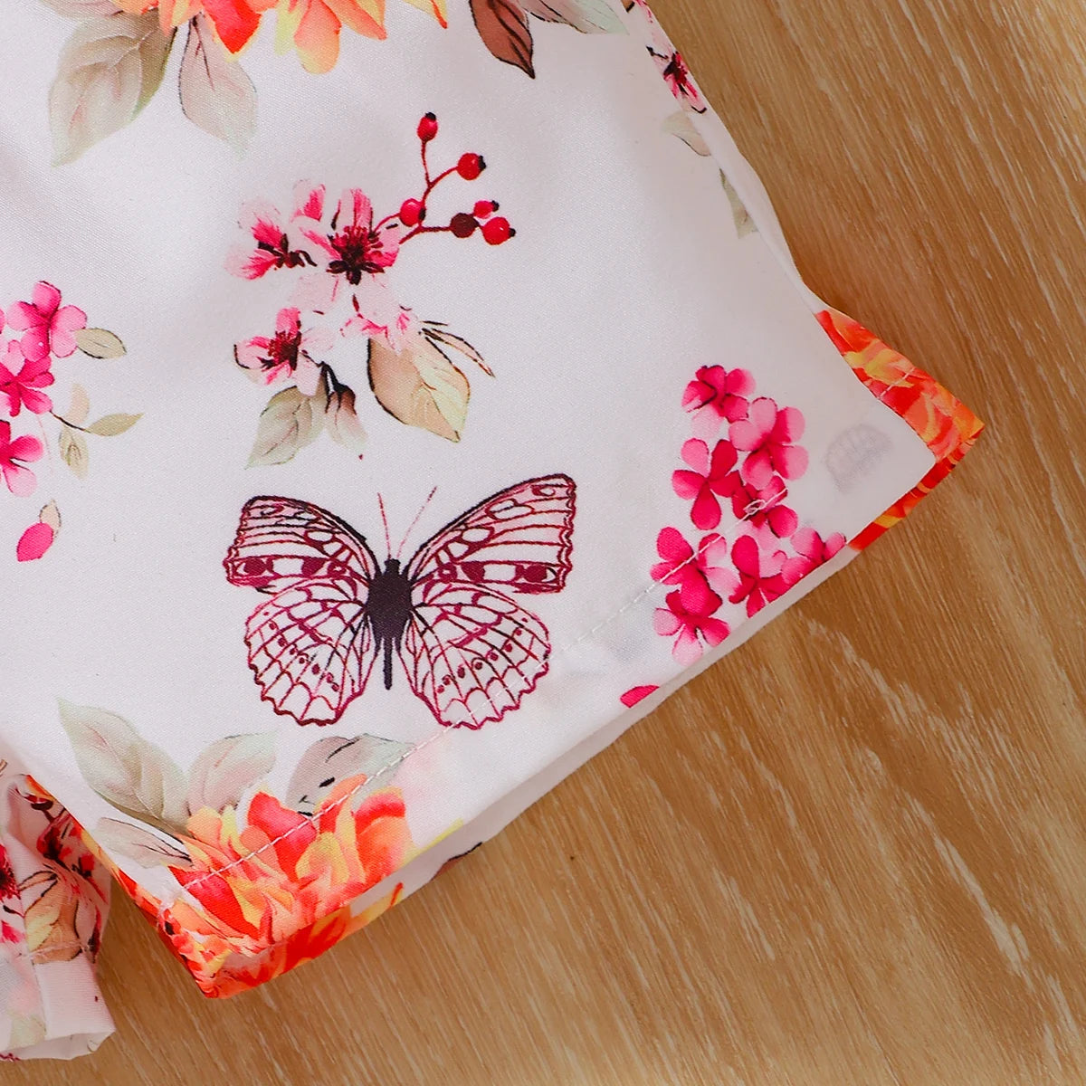 Girls Summer Outfit with Ruffle Sleeve Top And Floral Shorts Children's Clothing Set for Girls Good Vibrations