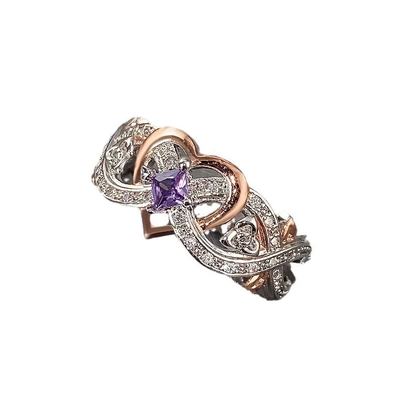 Creative Women's Heart Rings with Romantic Rose Flower Design Wedding Engagement Love Rings Hot Sale Aesthetic Jewelry Good Vibrations