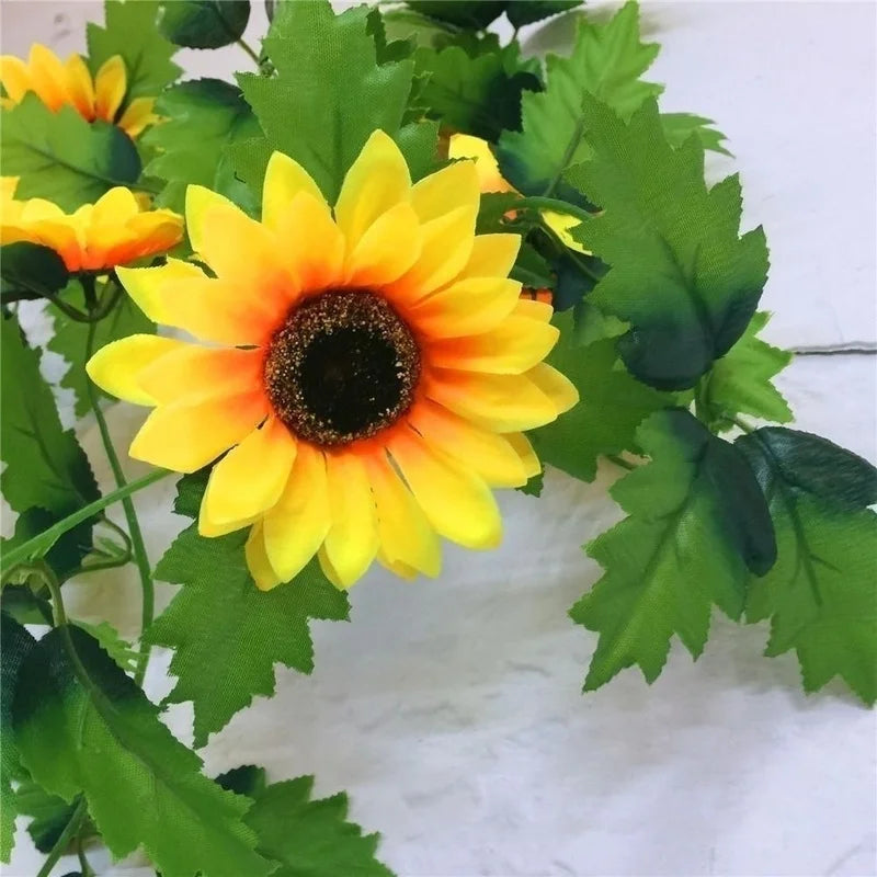 1/2/5pcs 260cm Artificial Yellow Sunflower Garland Flower Vine Wedding Floral Arch Decor Silk Good Vibrations