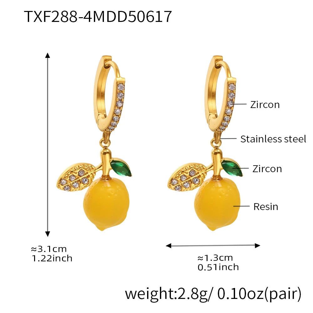 Nivora Resin Fruit Lemon Pendant Necklace For Women Imitation Pearl Stainless Steel Zircon Handmade Strand Beads Choker Jewelry Good Vibrations