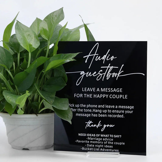 Audio Guestbook Pick Up The Phone Leave A Message For The Newlyweds Clear Glass Look Acrylic Wedding Sign, Guest Book Lucite Good Vibrations