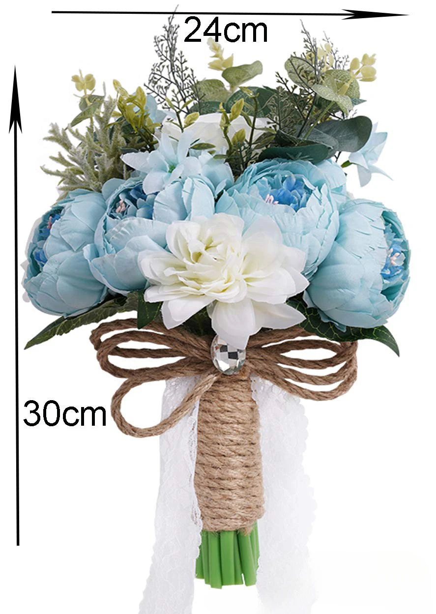 30CM Wedding Decoration Bridal Holding Flowers Artificial Roses Bundle Home Decoration Photography Props Silk Flowers Good Vibrations