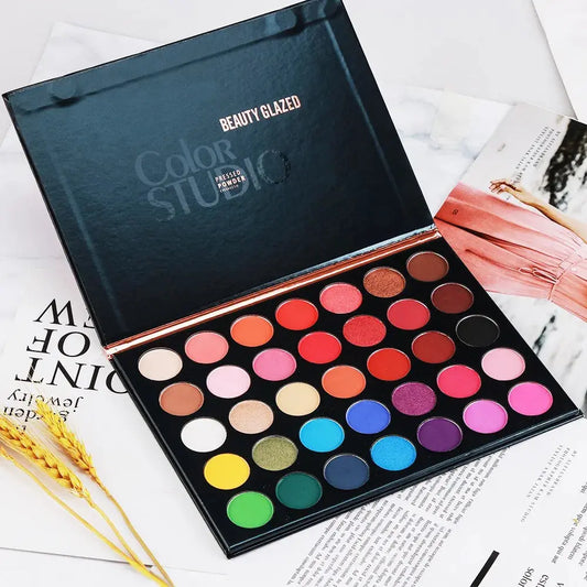 BEAUTY GLAZED Palette Eyeshadow 35 Colors Matte / Shimmer Natural Smokey Glitter Eyeshadow Make Up Good Vibrations