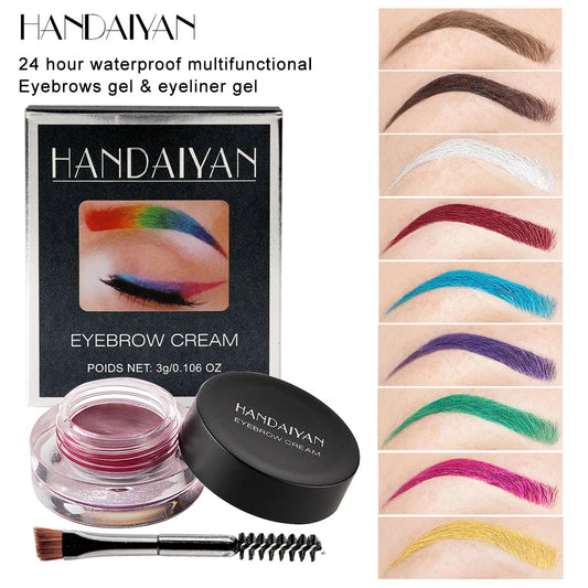 HANDAIYAN 12 Color Waterproof Eyebrow Cream Professional Eyeliner Eyebrow Gel High Brow Tint Black Eye Brow Makeup Tools Good Vibrations