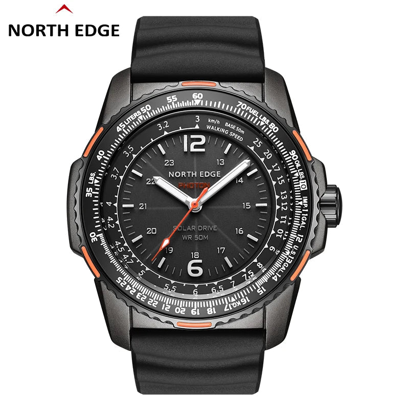 NORTH EDGE PHOTON Men Digital Military Watch Waterproof 50M Men's Sport Wristwatches Solar Power Luminous Enviormentally Clock Good Vibrations