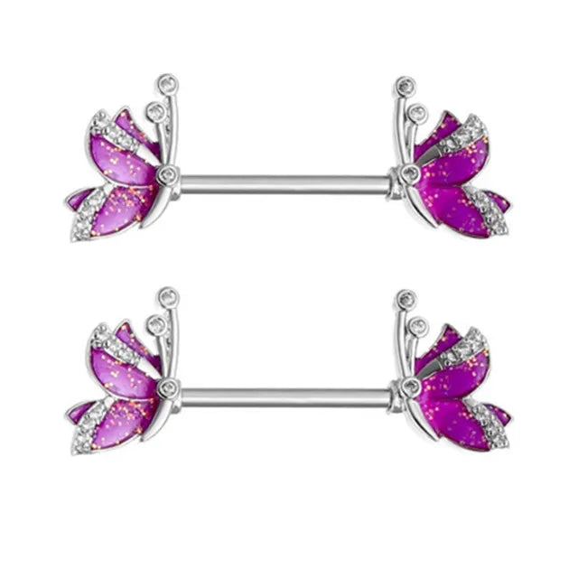 Stainless Steel Pink Bunny Nipple Piercing Jewelry Set 14G Green Bat Nipple Rings Bulk Cat Nipple Barbell Pack Piercing Pezon