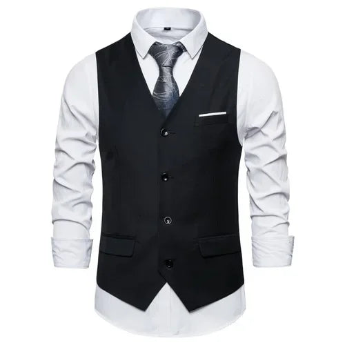 Blue Suit Vest, Men's Business Sleeveless Vests Jacket, Asian size S-6XL, Wedding Party Waistcoat, Red Purple Black Gray Good Vibrations