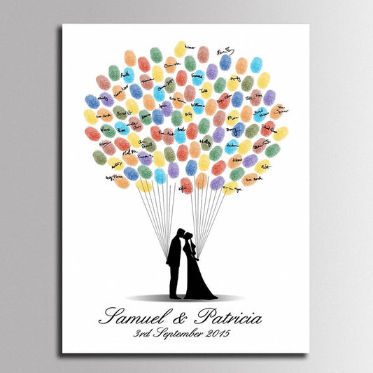 Wedding Guest Book Fingerprint Painting DIY Attendance Weeding Gift Party Decor personalized guest book Souvenir Canvas Poster Good Vibrations