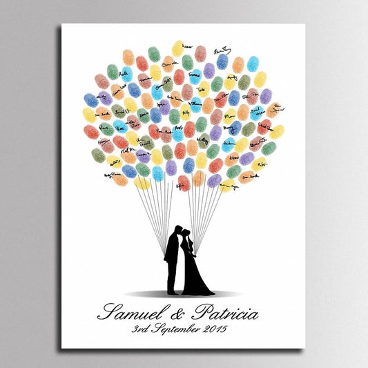 Wedding Guest Book Fingerprint Painting DIY Attendance Weeding Gift Party Decor personalized guest book Souvenir Canvas Poster Good Vibrations