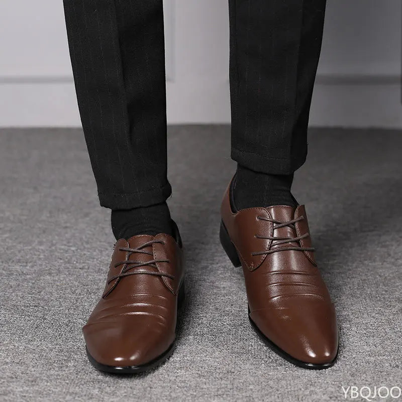 New Men's plus size shoes Trendy versatile business Flats Fashion comfort leather shoes Wedding party Male formal footwear Homme Good Vibrations