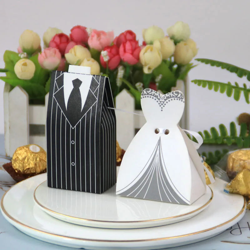 Wedding Gift Bag Bride and Groom Candy Box DIY with Ribbon Wedding Decorations Souvenir Party Supplies Good Vibrations