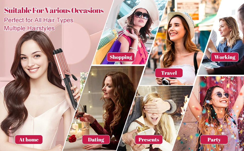 Customizable Electric Curling Iron Hair Tools Professional Roller Curls Wand Fast Heating Up Curling Iron for All Hair Types