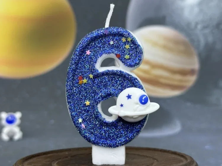 Number Birthday Candles Cake Party Decoration Birthday Candles Planet Universe Blue Boys and Girls Number0-9 Star Blue Party