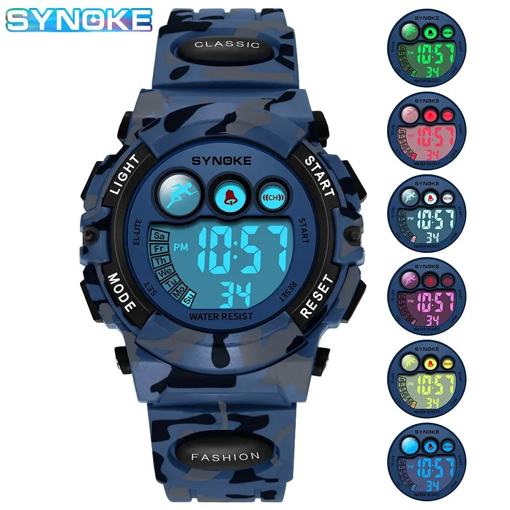 SYNOKE Student Sport Watches For Kids Colorful Electronic Watches 50M Waterproof Clock Children Digital Watch For Boys Girls Good Vibrations