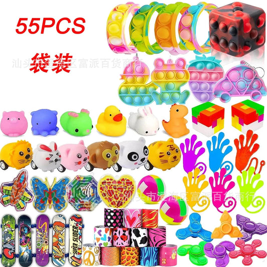 52/120Pcs Kids Birthday Party favors Pinata Stuffed Toy Finger Skateboard Stress Relief Toys Carnival Prize Pinata Filler Gift Good Vibrations