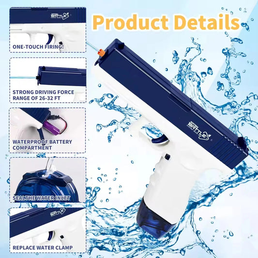Electric Water Gun Rechargeable Automatic & Manual Spray Gun Capacity Range Up to 32 FT Range for Adults & Kids Good Vibrations