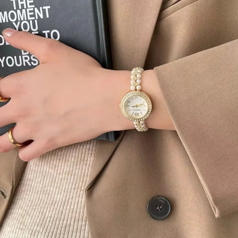 Pearl Studded Strap Women Watch Luxury Ladies Gift Bracelet Watch Fashion Quartz Wristwatches Dropshipping Relojes Para Mujer Good Vibrations