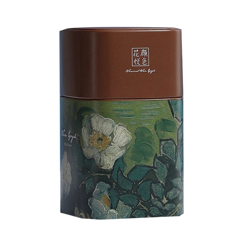 Elegant Tea Stash Jar Durable Metal Container for Herbs Storage Oil Painting Coffee Storage Container Metal Tea Box Can GOOD Vibrations Adult Super Store