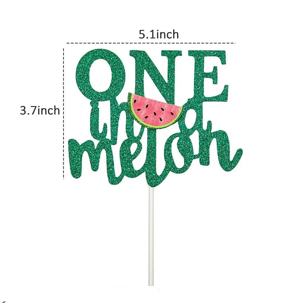 One in a Melon Cupcake Topper Baby Kids 1st Birthday Party Cake Decor Watermelon Themed Party Supplies Baby Shower Girl Birthday Good Vibrations