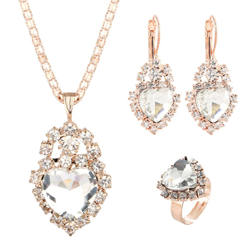 Jewelry Sets Women Wedding Jewelry Set for Brides Gold-Color Zirconia Earring Pendant Necklace Ring Sets Good Vibrations Adult Super Store